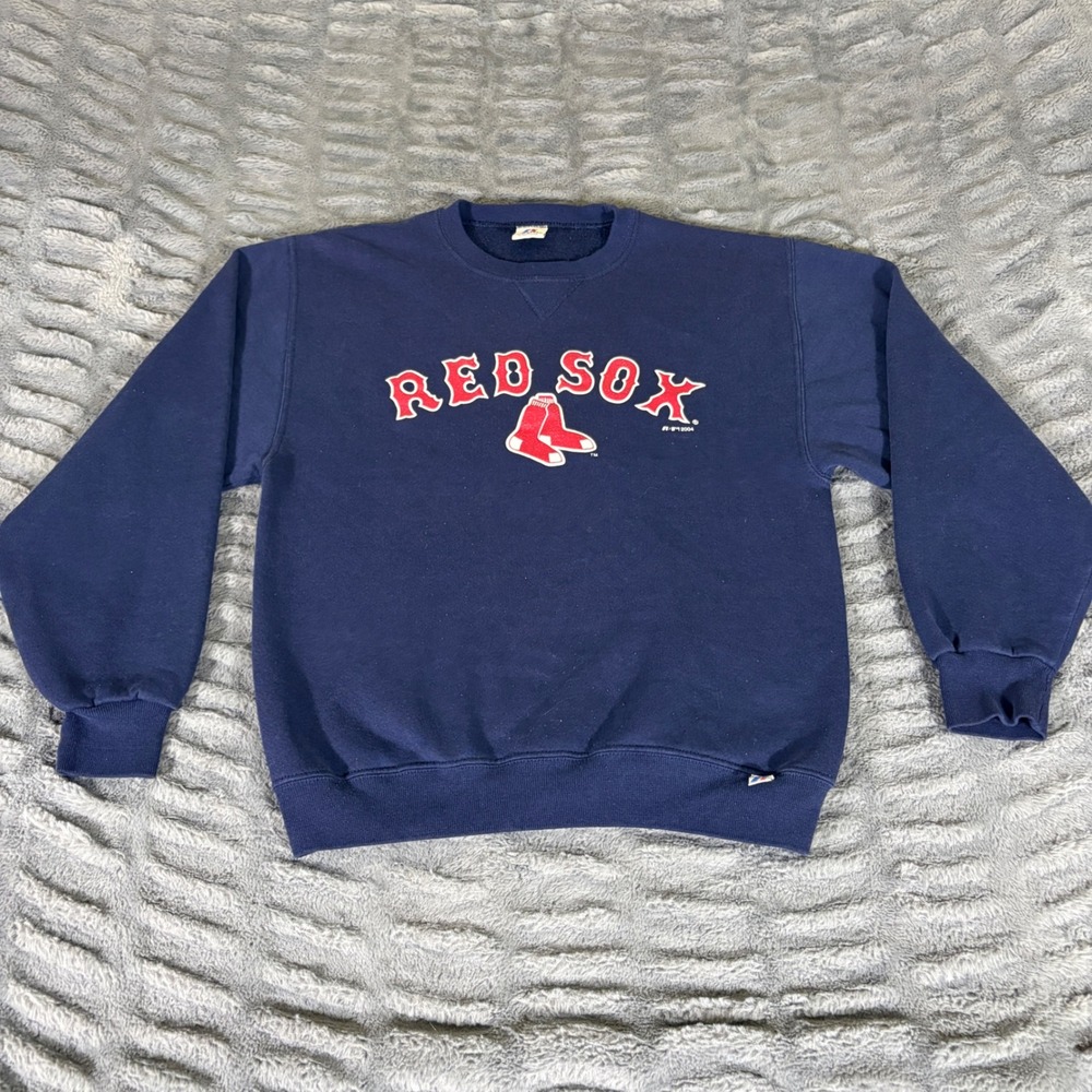 Russell Athletic Boston Red Sox Crewneck Sweatshirt Navy Blue Mens Small AR713